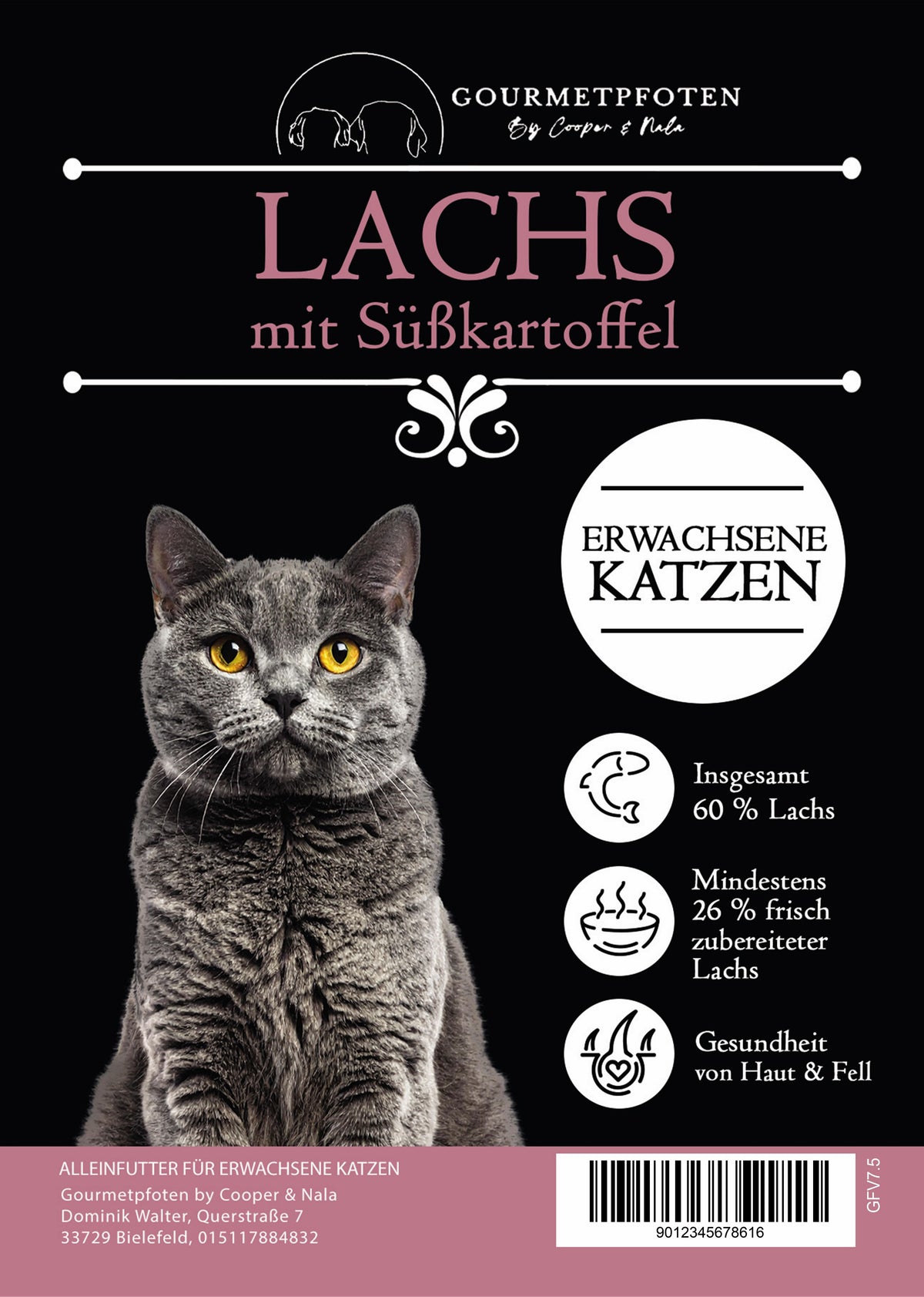 Trockenfutter mit Lachs & Süßkartoffel Erwachsene Katzen