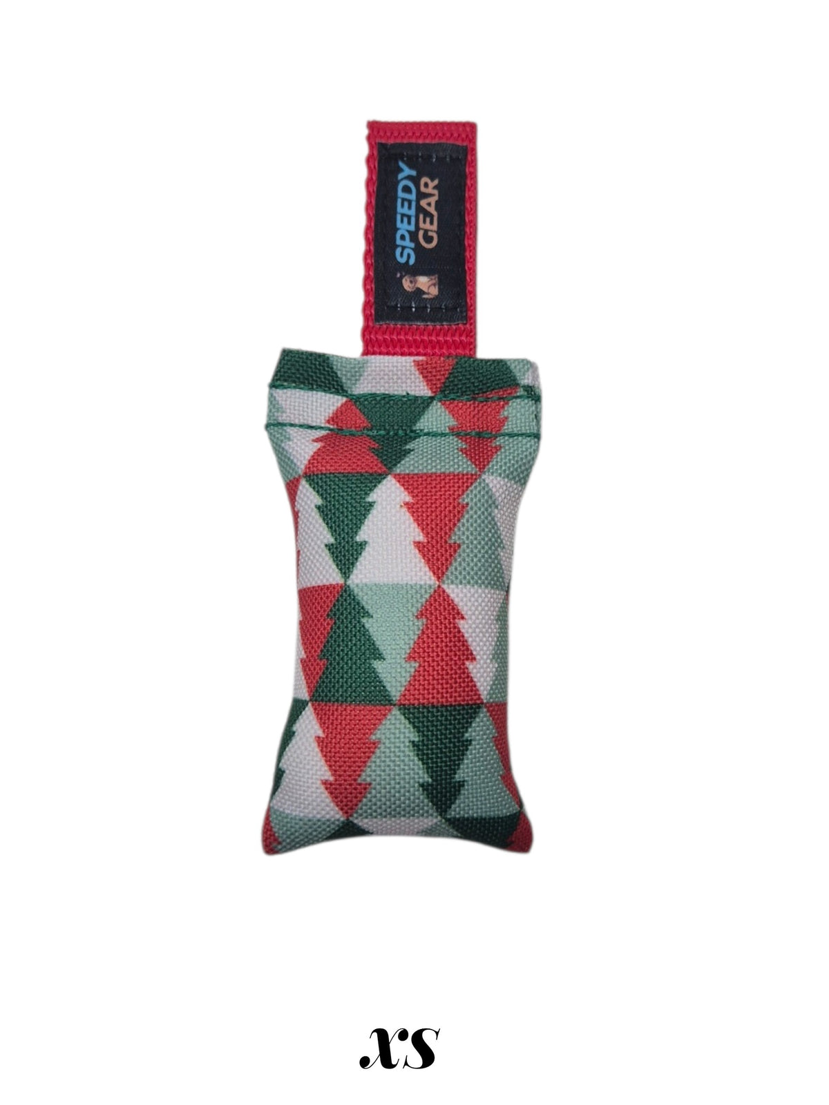 gourmetpfoten.de SPEEDY GEAR Hunde Zerrspielzeug mit weihnachtlichem Tannenbaum-Muster und roter Handschlaufe