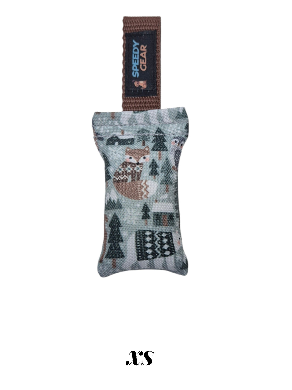 gourmetpfoten.de SPEEDY GEAR Zerrspielzeug für Hunde in Größe XS mit winterlichem Waldtiermuster und robuster Schlaufe