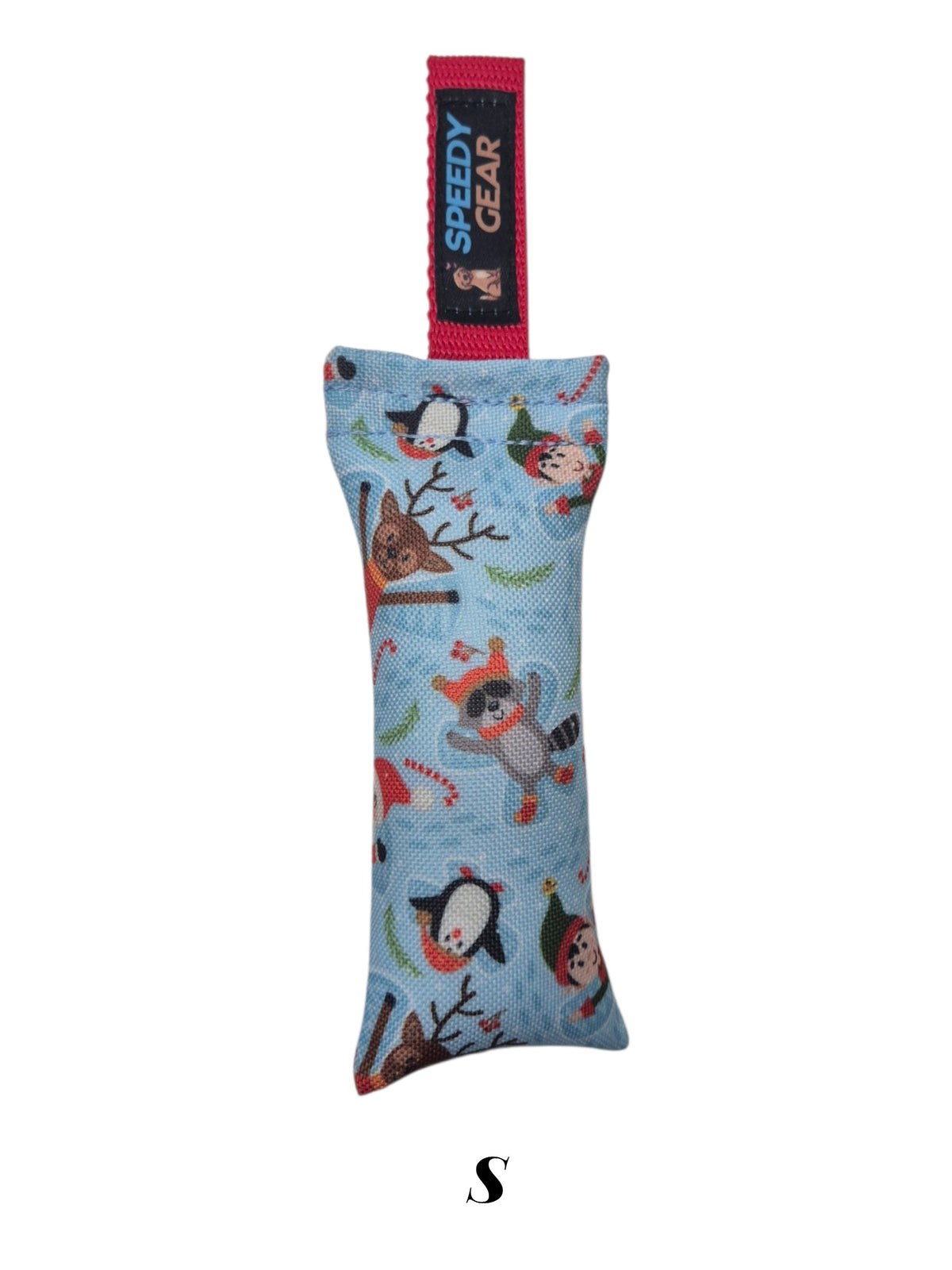 gourmetpfoten.de SPEEDY GEAR Hundespielzeug mit weihnachtlichem Rentier- und Pinguin-Druck und roter Schlaufe