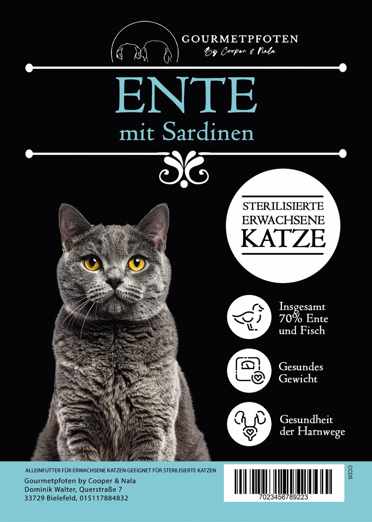 Trockenfutter Ente mit Sardinen & Seelachs Erwachsene Katzen