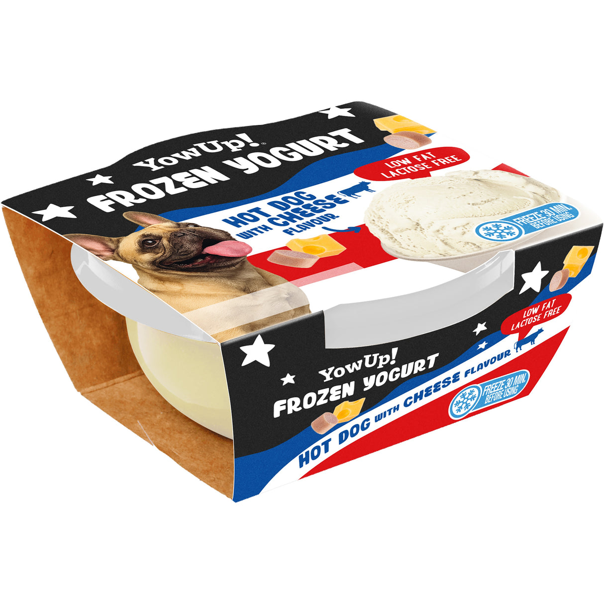 YowUp Frozen Yoghurt Hot dog mit Käse