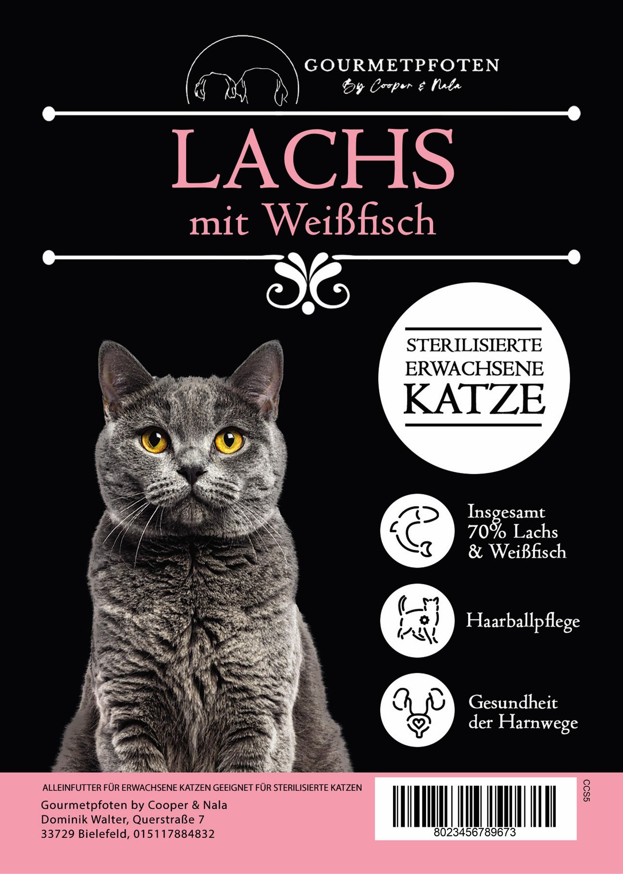 Trockenfutter Lachs mit Weißfisch Erwachsene Katzen
