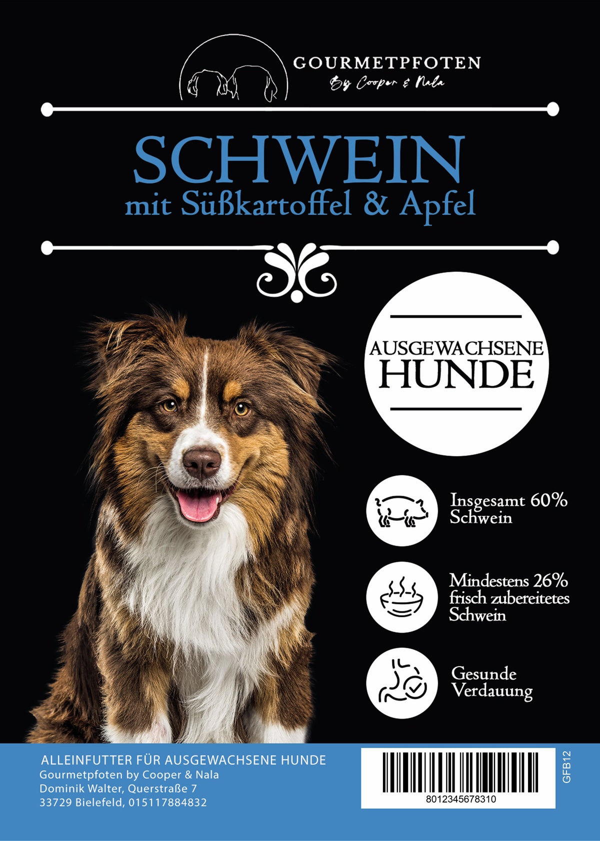 Trockenfutter Schwein mit Süßkartoffel & Apfel