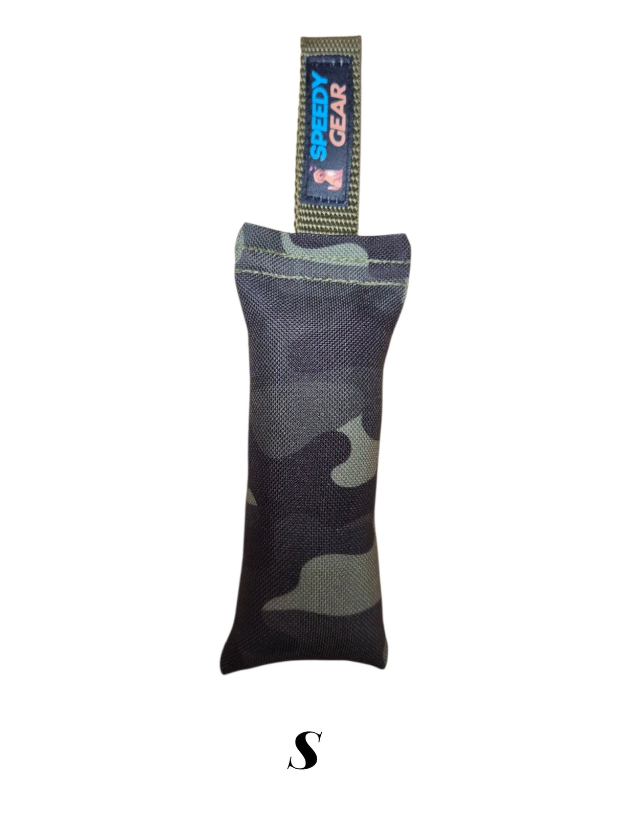 gourmetpfoten.de SPEEDY GEAR Beißwurst in Camouflage-Optik mit robuster Schlaufe für Zerrspiele mit Hunden