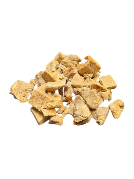 Gefriergetrocknete Hühnchenwürfel von gourmetpfoten.de als natürlicher Snack für Hunde