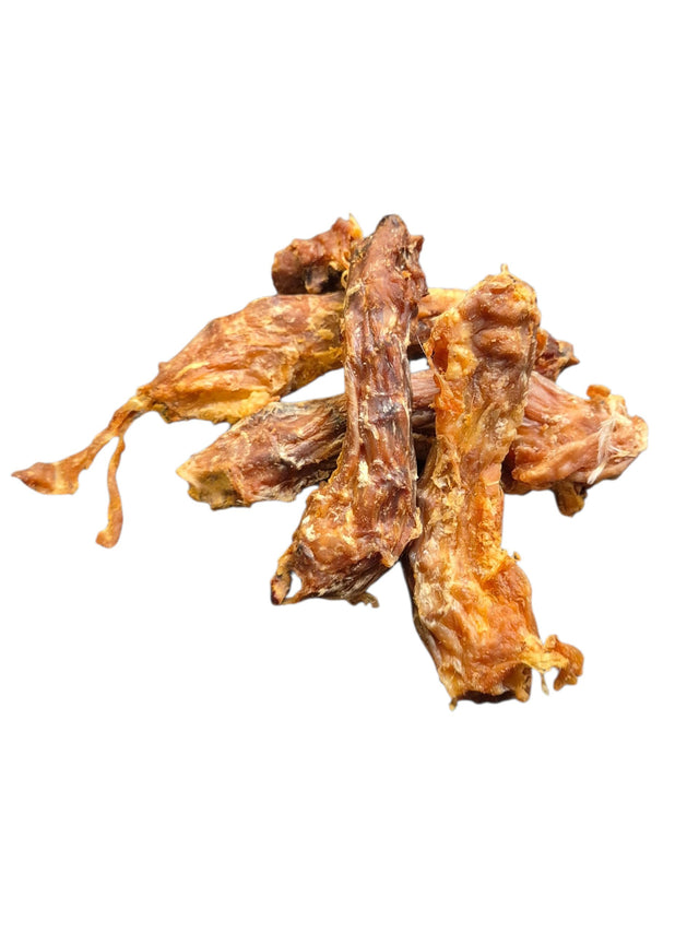 gourmetpfoten.de getrocknete Entenhälse als natürlicher Kausnack für Hunde zur Zahnpflege