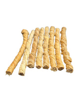 gourmetpfoten.de gedrehte Kau-Sticks aus Rinderhaut für Hunde zur natürlichen Zahnpflege