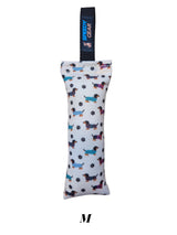 gourmetpfoten.de Speedy Gear Beißkissen für Hunde mit Dackel-Muster, Pfotenabdrücken und robuster Handschlaufe