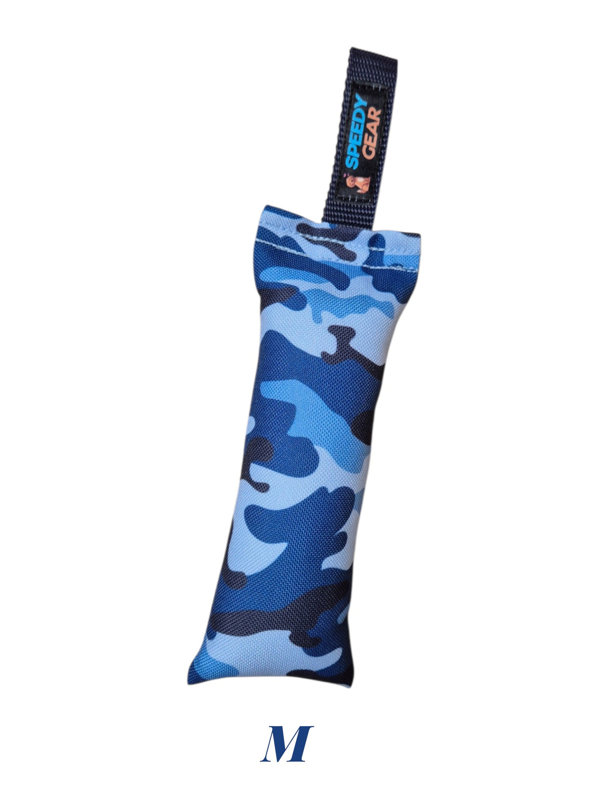 gourmetpfoten.de SPEEDY GEAR Beißwurst in blauem Camouflage-Design mit robuster Schlaufe für Hunde