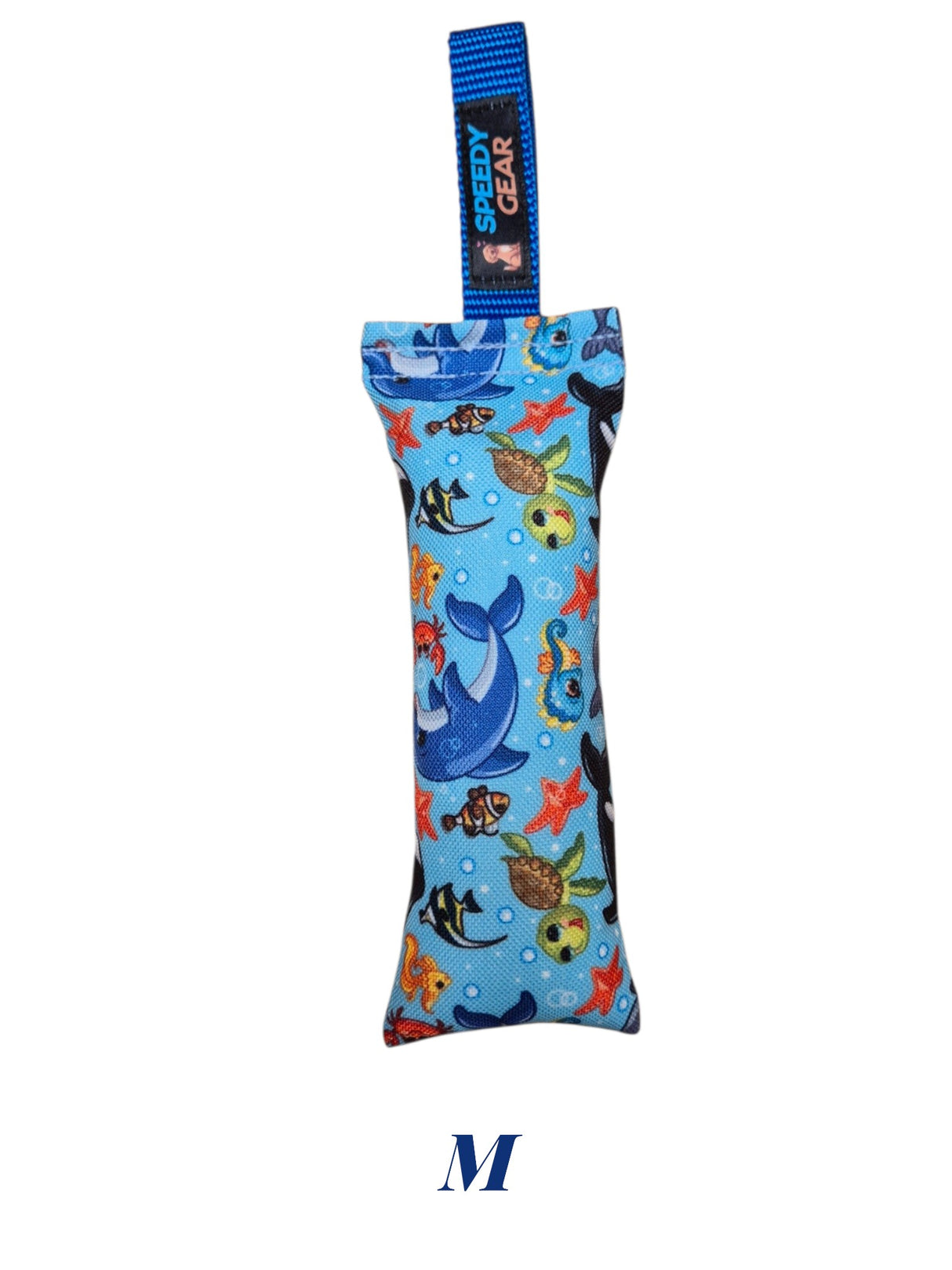 gourmetpfoten.de SPEEDY GEAR Zerrspielzeug für Hunde mit blauem Unterwasser-Motiv und praktischer Handschlaufe