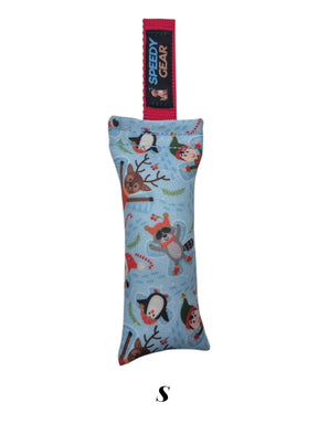 gourmetpfoten.de SPEEDY GEAR Hundespielzeug mit weihnachtlichem Rentier- und Pinguin-Druck und roter Schlaufe